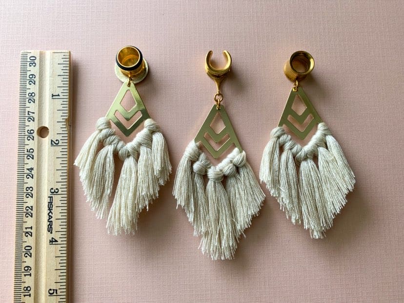 Gold Accented Beige Boho Tassels