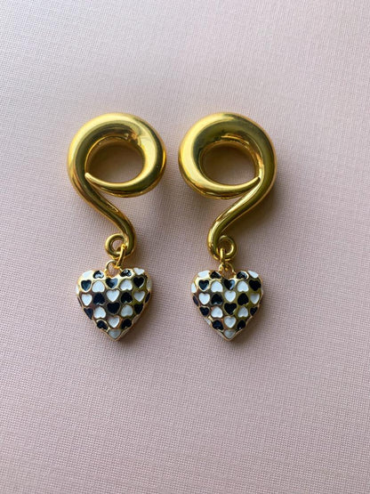 Gold Checkered Hearts