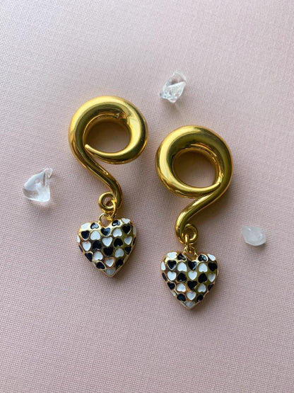 Gold Checkered Hearts