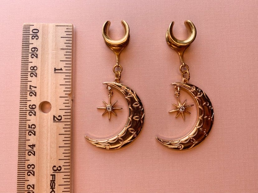 Gold Crescent Moon & Star