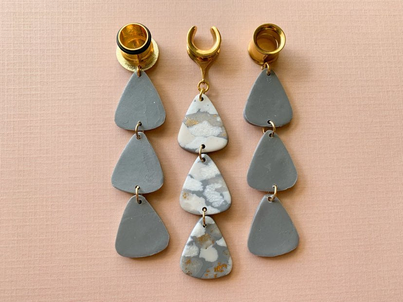 Gold Flake Slate Polymer Dangles