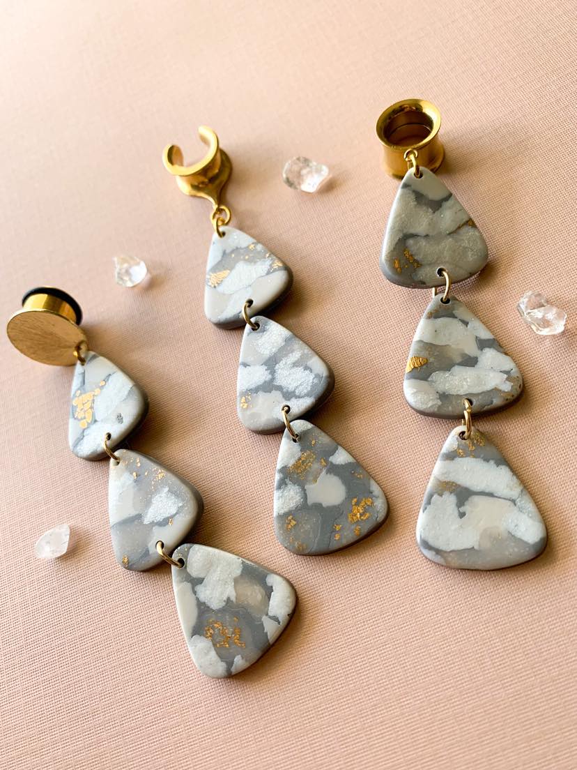 Gold Flake Slate Polymer Dangles