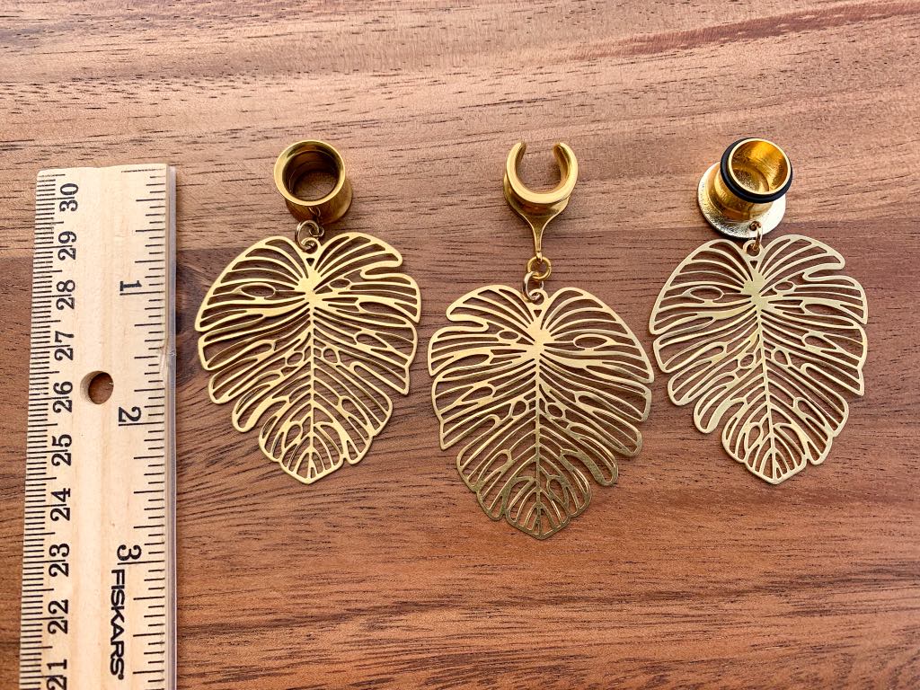 Gold Monstera Earrings