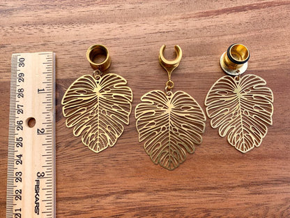 Gold Monstera Earrings