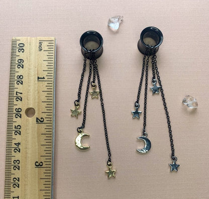 Gold Or Silver Accent Black Tunnels With Astral Chains