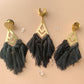 Gold Accented Black Boho Tassels