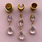 Gold Tone Glass Ear Dangles