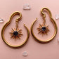 Gold Steel Hangers With Gold & Purple Sun Pendant