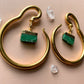 Gold Steel Hangers With Green Dyed Quartz Pendant
