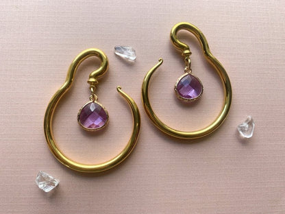 Gold Steel Hangers With Lavender Pendant