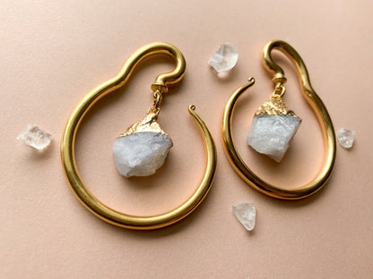 Gold Steel Hangers With Natural Stone Pendant