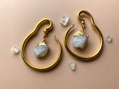 Gold Steel Hangers With Natural Stone Pendant