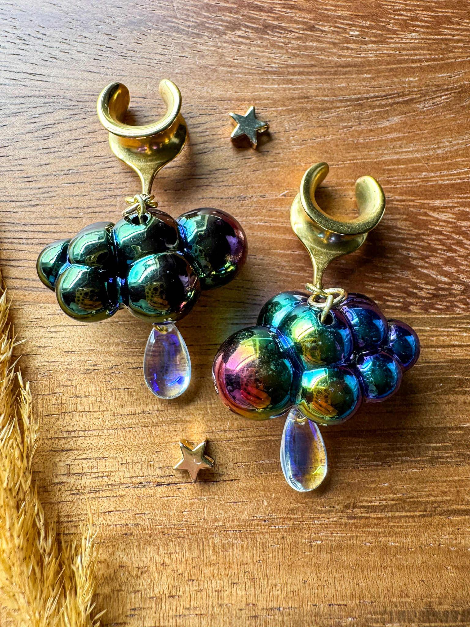 Gold Chroma Rainclouds Plug Earrings