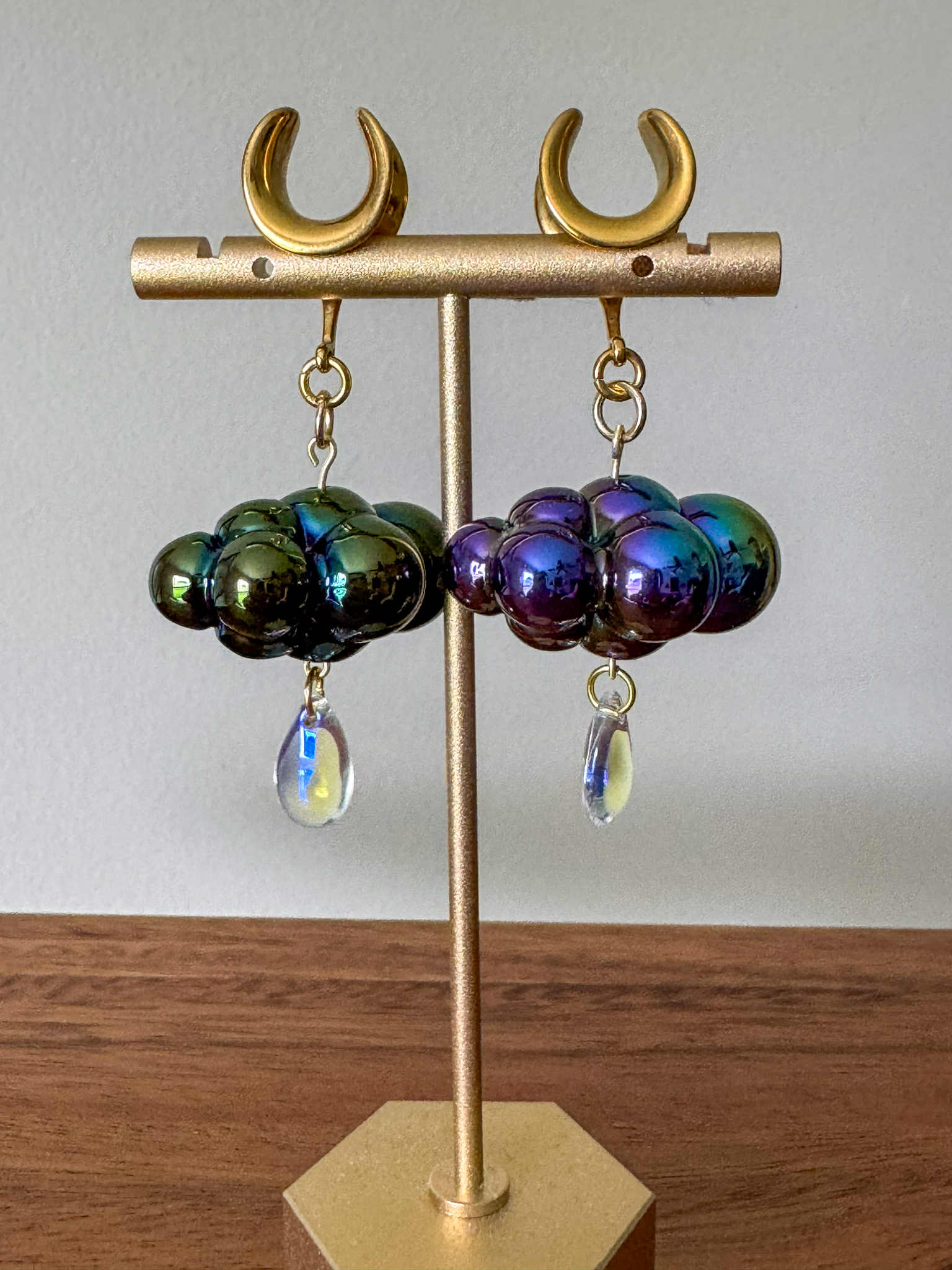Gold Chroma Rainclouds Plug Earrings
