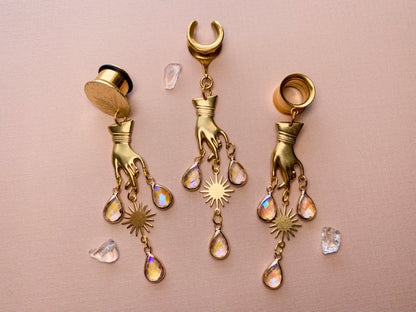 Gold 'Ethereal Touch' Dangles Plug Earrings