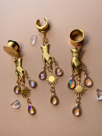 Gold 'Ethereal Touch' Dangles Plug Earrings
