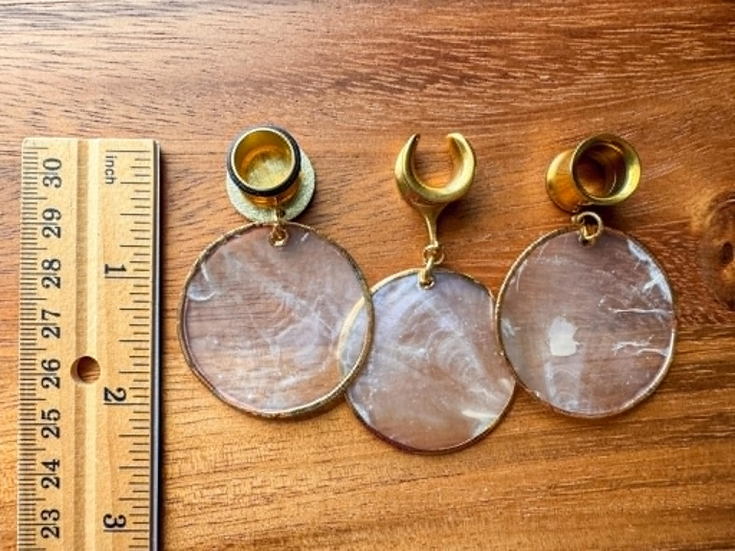 Gold Flat Pearl Dangles