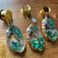 Gold & Green Druzy Dangles Plug Earrings