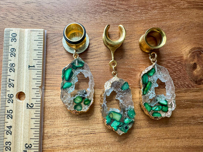 Gold & Green Druzy Dangles