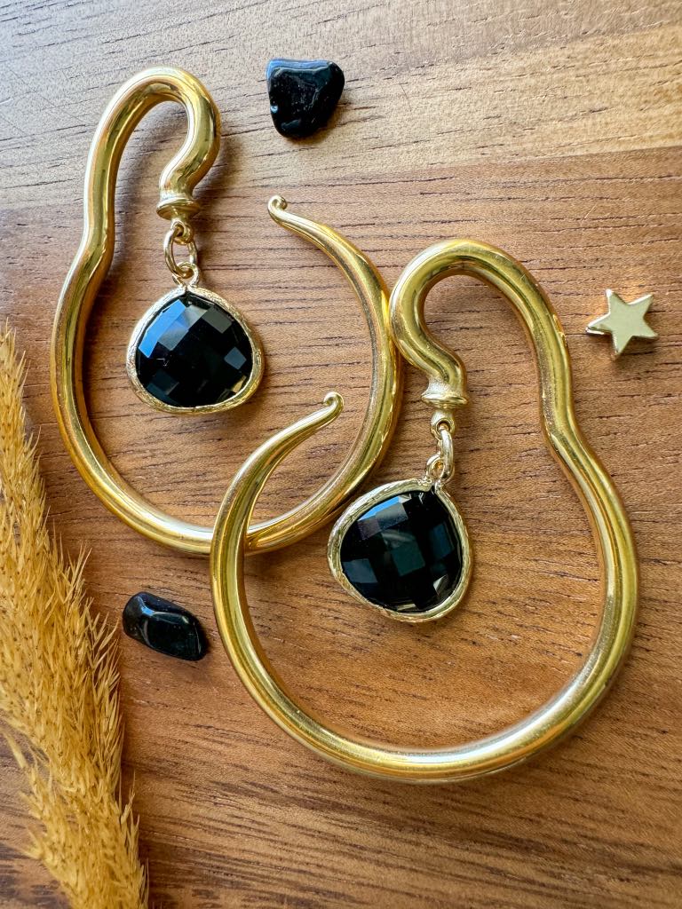 Gold Hangers w/ Black & Gold Tear