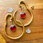 Gold Hangers w/ Red & Gold Glass Charm
