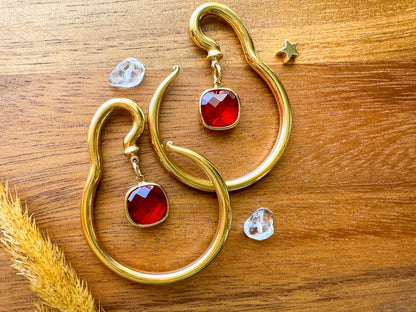 Gold Hangers w/ Red & Gold Glass Charm
