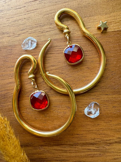 Gold Hangers w/ Red & Gold Glass Charm
