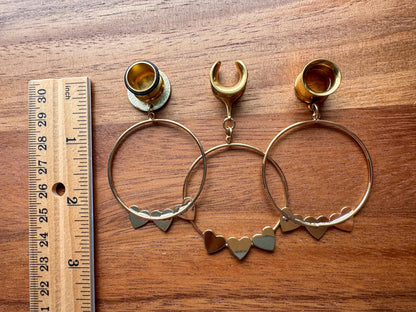 Gold "Hearts in a Row" Hoops