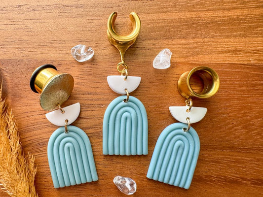 White & Light Blue Polymer Clay Earrings