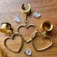 Gold Plated Hearts Plug Earrings
