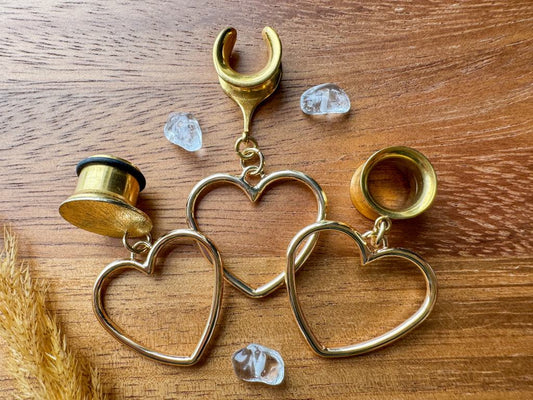 Gold Plated Hearts Plug Earrings