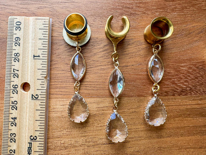 Gold Tone Glass Ear Dangles