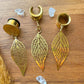 Gold Tone Leaves Plug Earrings