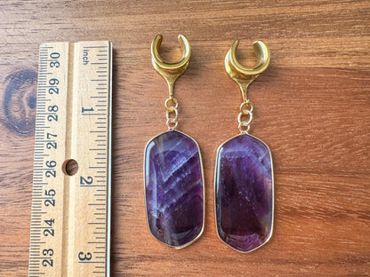 Gold Trimmed Amethyst Dangles