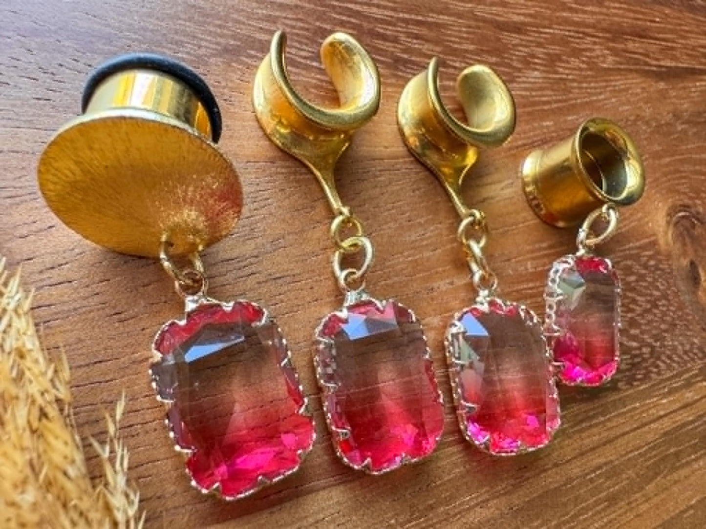 Gold Tropical Sunset Jewels Plug Earrings