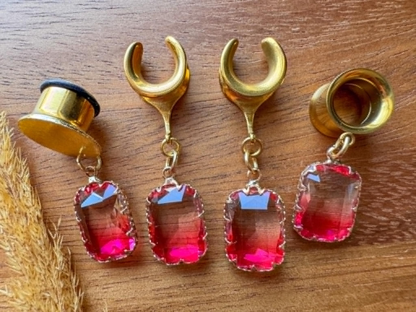 Gold Tropical Sunset Jewels Plug Earrings