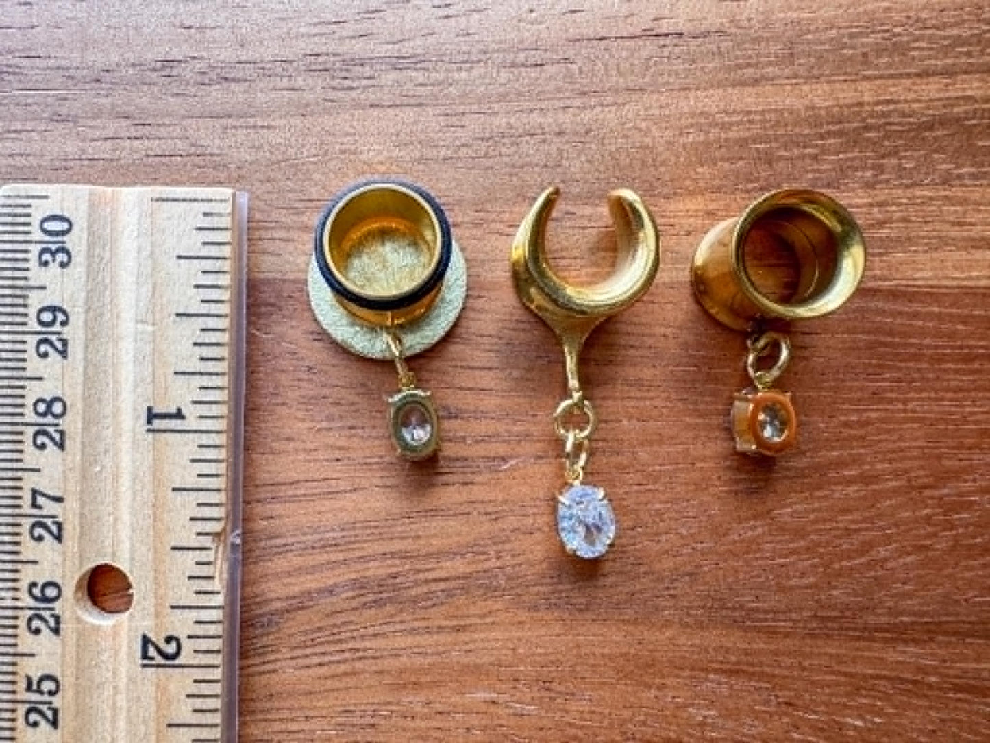 Gold Zircon Plugs With Matching Necklace