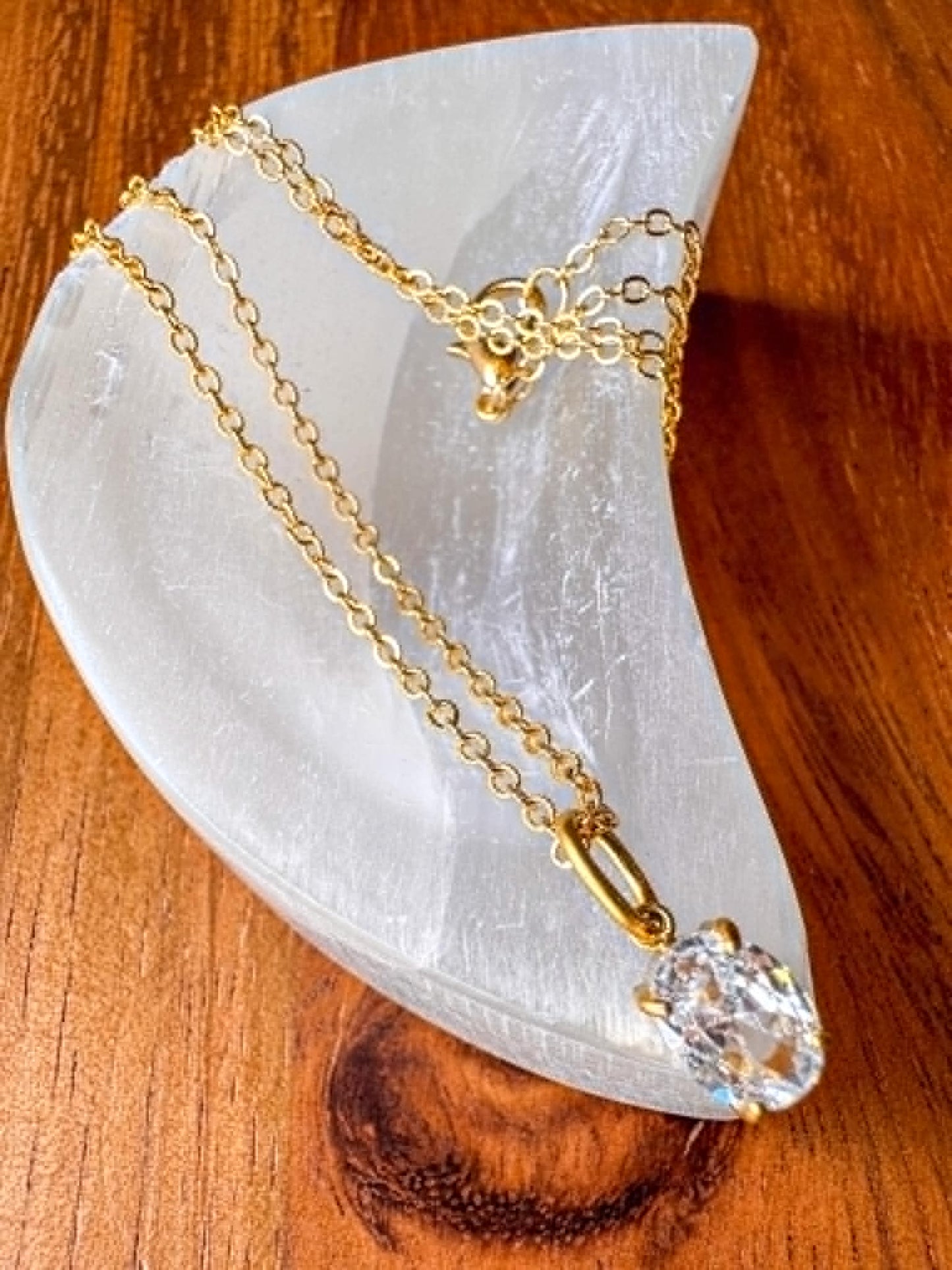 Gold Zircon Plugs With Matching Necklace
