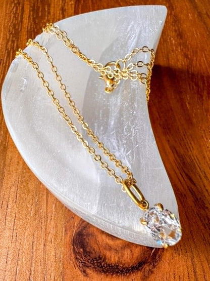 Gold Zircon Plugs With Matching Necklace