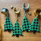 Gold or Silver Plaid Holiday Trees Plug Earrings