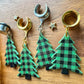 Gold or Silver Plaid Holiday Trees Plug Earrings