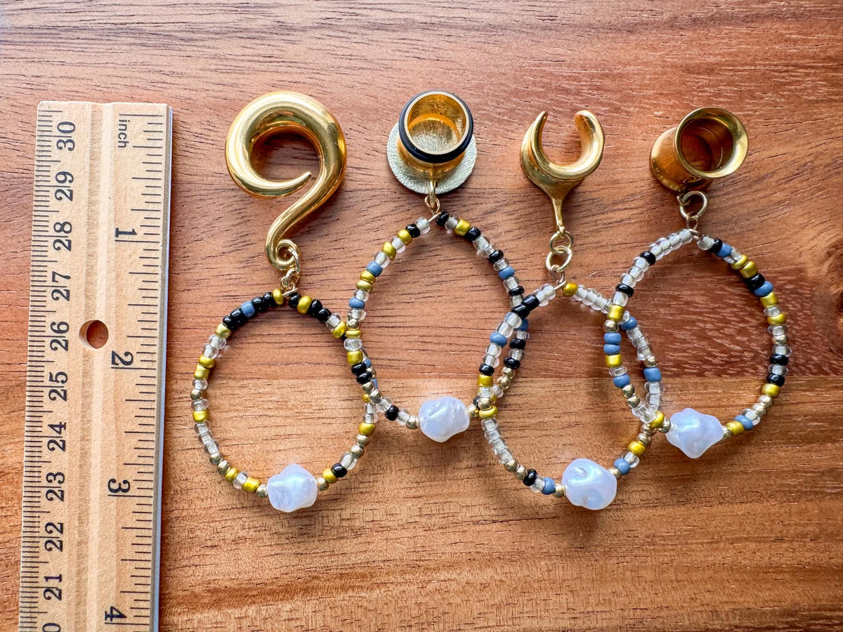 Golden Boho Pearl Hoops