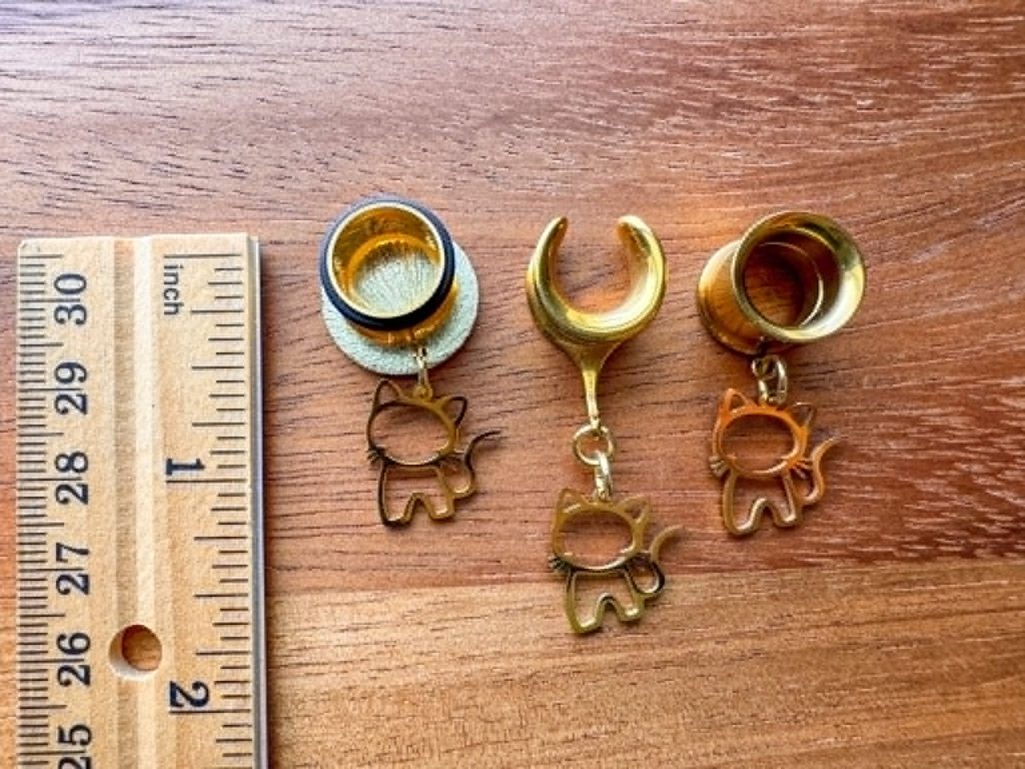 Golden Stainless Steel Cat Dangles
