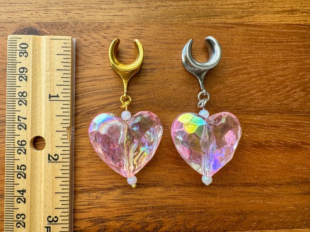 Gold or Silver Large Pink Hearts
