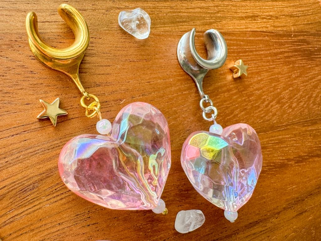 Gold or Silver Large Pink Hearts