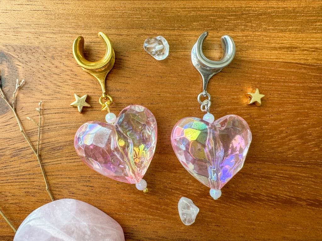 Gold or Silver Large Pink Hearts