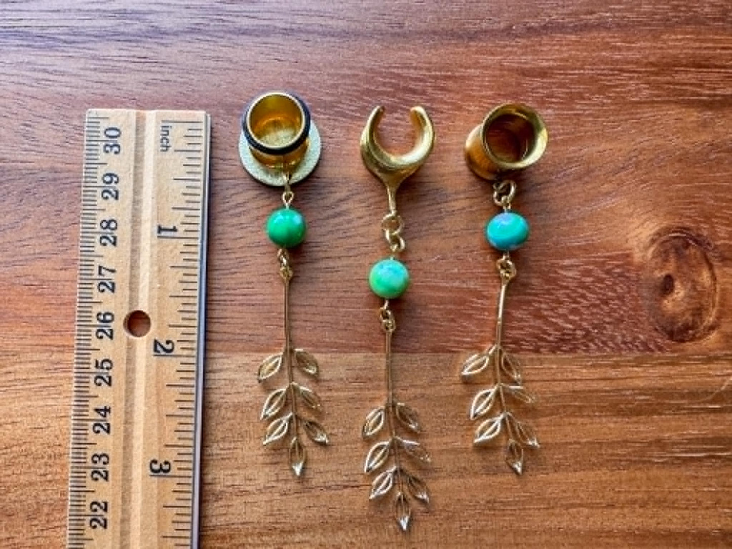 Green Agate & Gold Leaves