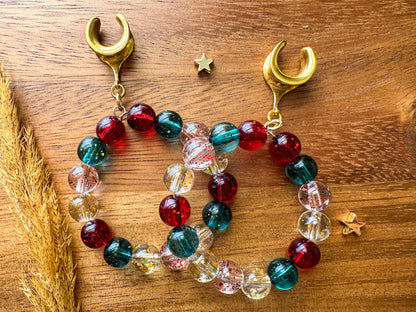 Holiday Beaded Hoops Plug Earrings