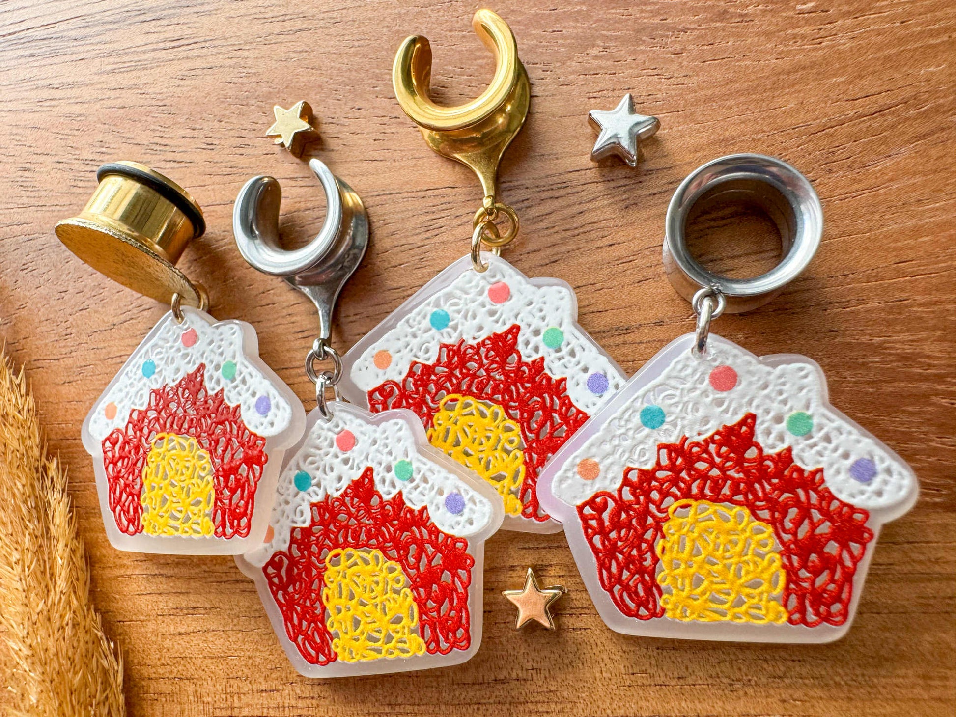 Holiday Gingerbread House Plug Earrings