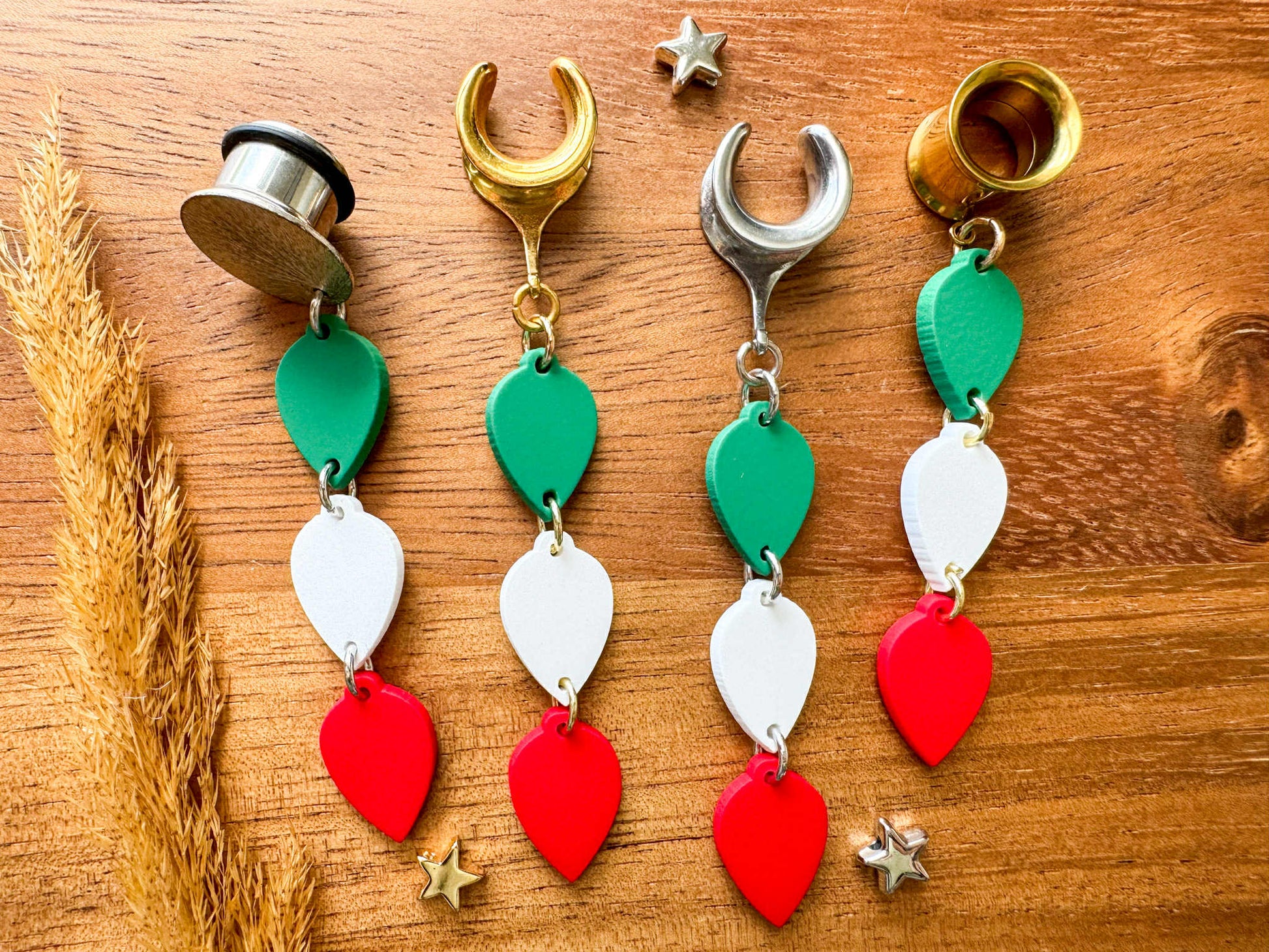 Holiday Lights Dangles Plug Earrings